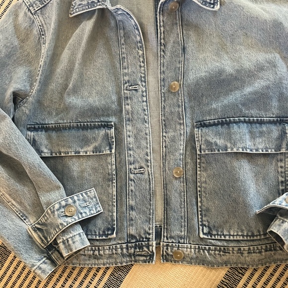 GAP Denim Utility Shirt Jacket Large Tall - Picture 5 of 6